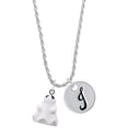 thumbnail image 1 of Delight Jewelry Resin Ghost Silvertone Script Initial Disc - J - Charm Necklace, 20"+3", 1 of 4
