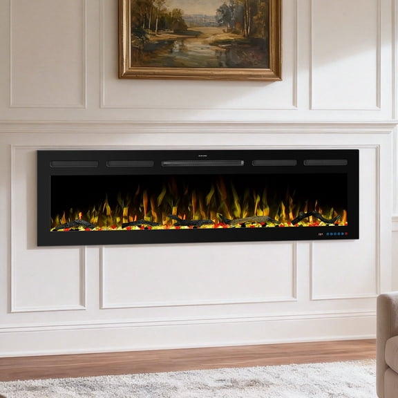 60" Smart Electric Fireplace Insert with App, Remote & Voice Control, 13 Flame & Ember Colors, Timer, Overheating Protection