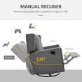 thumbnail image 3 of HOMCOM Wingback swivel recliner chair glider rocking chair for Nursery with Button Tufted, Padded Single Home Theater Seater for Living Room Bedroom, Grey, 3 of 8