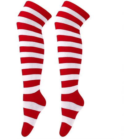 Cosplay Costume Striped Over, Red And White Hooped Rugby Socks
