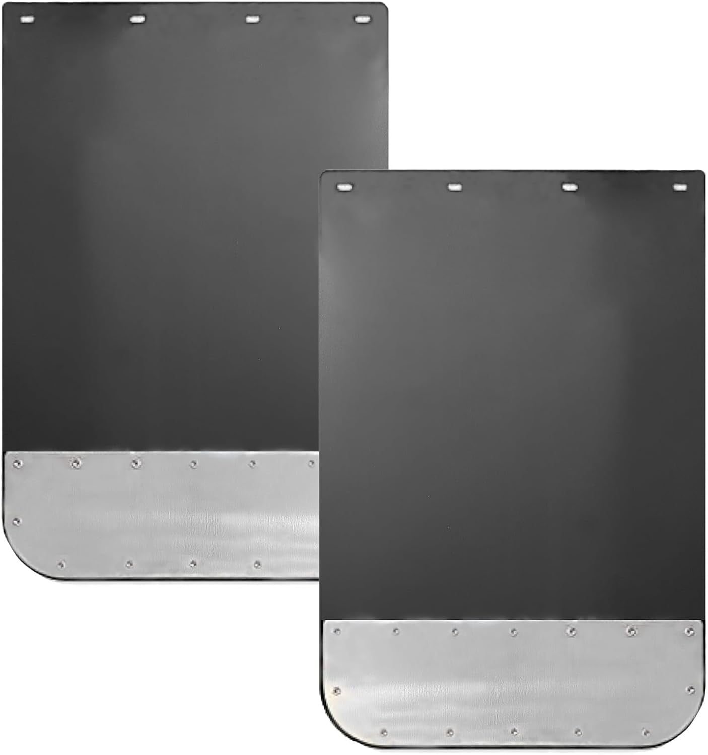 Pair Universal 24"x36" Mud Flaps w/Stainless Steel Plates & Weights for Semi-Truck Trailer Truck, Heavy Duty Splash Guard with Mud Flap Bottom Chrome for Peterbilt Kenworth Volvo (24in x 36in)