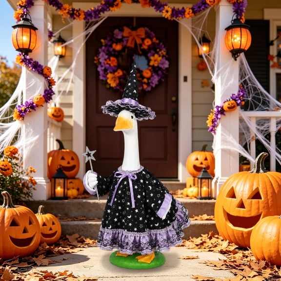 AuroraX Halloween 23" Porch Goose Clothes Sets 17 inch Autumn , Witch Dress 19 inch Porch Goose Outfits Fall Seasonal Halloween Decorations Outdoor Front Porch Goose Accessories