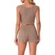 thumbnail image 3 of INSPIRE CHIC Conjunto de Pijama de Dos Piezas para Mujeres, Top de Tirantes de Punto Acanalado con Pantalones Cortos, Talla L, Caqui, 3 of 5