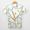 thumbnail image 3 of Pattern with Tennis Rackets with Tennis Balls Men Zipper T-shirt Summer Casual Short Sleeve T-shirt Top, 3 of 7