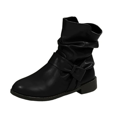 DVKOVI Botas Para Mujer Womens Ankle Cowboy Boots Women Shoes Comfortable Soft Sole Ankle Boots Casual Fashion Flat Boots Flat Heel Cowboy Boots Women Black 43