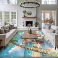 thumbnail image 3 of 5'x8' Area Rugs, Christmas Snowman Coastal Indoor Outdoor Area Rug for Living Room Bedroom, Xmas Blue Beach Washable Bathroom Rugs Kitchen Floor Carpet Mats Home Decor Aesthetic, 3 of 8