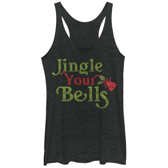 Women's CHIN UP Christmas Jingle Your Bells  Racerback Tank Top Black Heather X Large