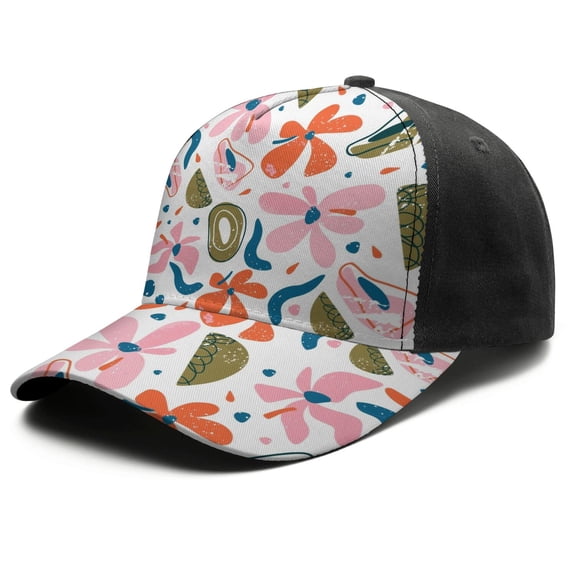 Design Pattern Baseball Cap – Stylish Spliced Design Adjustable Trucker Hat with Full Print Front & Brim, Breathable Cotton Blend Snapback for Sports, Travel & Daily Wear