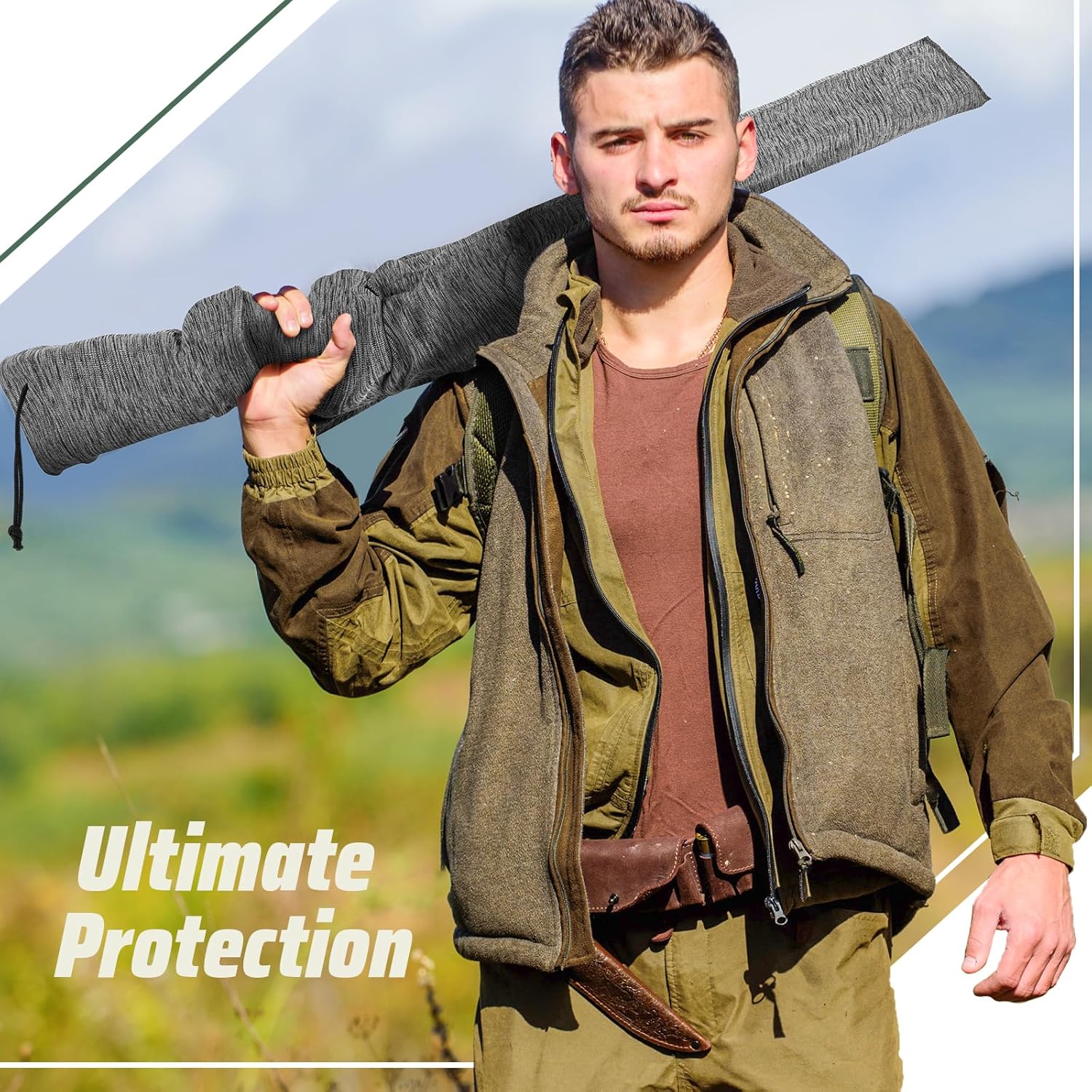 SONGAUN6 Pcs Gun Socks, 55 x 5.9in and 14 x 5.9in Knit Gun Socks for Rifles/Shotguns, Silicone Treated Gun Cover Protection Gun Sleeve with Drawstring Closure for Hunting Shooting