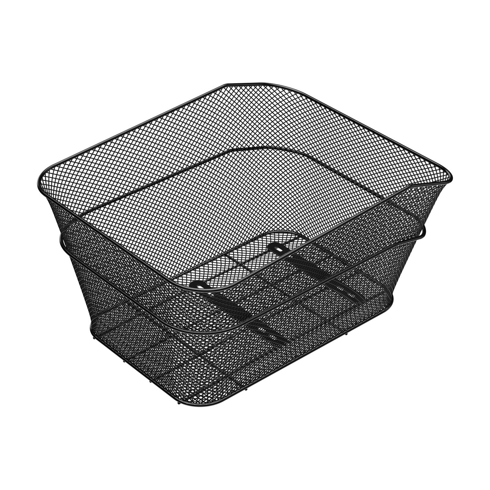 Rear Bike Basket, Wire Mesh Bicycle Basket with Cargo Net & Waterproof Cover, Durable Metal Bike Back Basket, Fits Most Rear Bike Racks, Mounting Tools Included