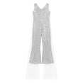 thumbnail image 5 of CHICTRY Kids Girls Sequins One Piece Party Jumpsuits with Tulle Cloak Flower Wedding Prom Dress White 16, 5 of 6