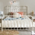 thumbnail image 3 of Walker Edison Scarlett Boho Farmhouse Antiqued White Metal Pipe Queen Bed, White, 3 of 16