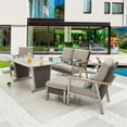 thumbnail image 4 of Patio Festival Thermal Transfer Metal 6-Piece Outdoor Dining Set in Gray & Beige, 4 of 7