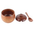 thumbnail image 1 of 1Pc Solid Wood Spice Jar Seasoning Pot Sugar Bowl with Spoon and Lid for Kitchen Tool, 1 of 4
