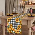 thumbnail image 2 of Table Runners 70 Inches Long Dress Scarves, Sunflowers Farmhouse Coffee/Dining/Kitchen Table Decor, Holiday Table Runner, Farmhouse Summer Floral Black White Plaid 13x70 Inch, 2 of 9