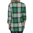 thumbnail image 3 of Camisas a Cuadros Jersey Cuello en V Manga Larga Casual Bloque de Color Moda Camisa a Cuadros Túnica para Mujer Verde XL, 3 of 7