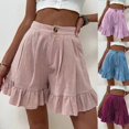 thumbnail image 2 of Pantalones cortos para mujer en verano, pantalones cortos casuales holgados de pierna ancha, pantalones cortos de cintura alta de verano para mujer, 2 of 6