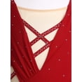 thumbnail image 5 of Hansber Girl's Lyrical Dance Dress Figure Ice Skating Asymmetrical Skirt Leotard Ballet Contemporary Dancewear Burgundy 14, 5 of 7