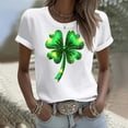 thumbnail image 5 of FRSASU Women St Patricks Mardi Gras Round Neck T Shirts Shamrock Carnival Short Sleeve Tops White, 5 of 5