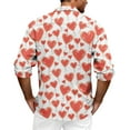thumbnail image 5 of Fgvctg Long Sleeve Shirts for Men V Neck Button Down Shirt Soft Date Day Love Heart Print Collared Blouses Oversized Business Casual Outfits Red 4XL, 5 of 5