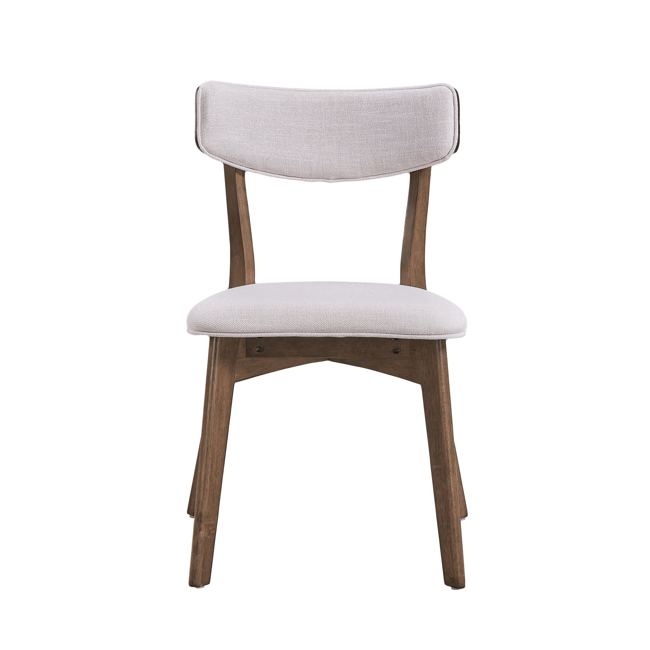 Noble House Sadie Indoor Mid Century Modern Fabric Dining Chairs, Set of 4, Beige+Walnut