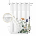 thumbnail image 2 of Spring Summer Floral No Hook Shower Curtain Waterproof, Bathroom Curtains with Snap in Liners and See Through Top Window, Farmhouse Botanical Flowers Hotel Style Bathtub Curtains Shower 60"Wx72"L, 2 of 8