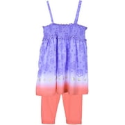 SWAK Girl’s Purple Flower Top & Shorts Set Capri Leggings & Shirt Cute Outfit