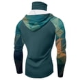 thumbnail image 5 of Men's Geometric Print Sun Hoodie With Built-In Face Mask And Thumbholes Featuring UPF 50+ Protection For Fishing Hiking Hunting Army Green L, 5 of 5