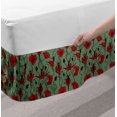 thumbnail image 2 of Poppy Bed Skirt, Floral Arrangement with Abstract Ballerina Dance Themed Botanical Print, Elastic Bedskirt Dust Ruffle Wrap Around for Bedding Decor, 4 Sizes, Green Chestnut Brown Red, by Ambesonne, 2 of 2