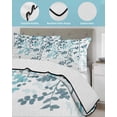 thumbnail image 3 of Full Size Quilt Bedding Set, Teal Blue Leaves Reversible Summer Quilt 3 Pieces, Summer Botanical Lightweight Bedspreads Coverlets with 2 Pillow Shams for All Seasons, 3 of 5