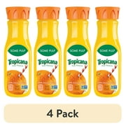 (4 pack) Tropicana Pure Premium 100% Orange Juice, Some Pulp, 12 Fl Oz Bottle