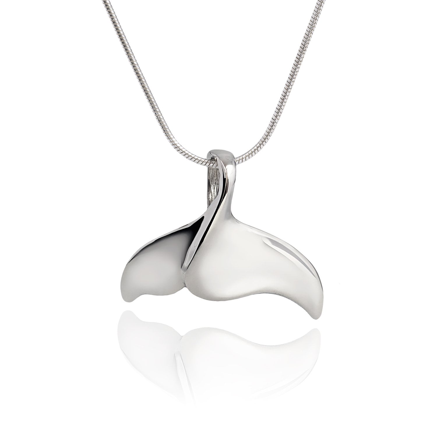 Jewels Obsession Whale Tale Necklace Rhodium-plated 925 Silver Whale Tale Pendant with 24 Necklace 