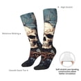 thumbnail image 4 of Disketp Vintage Leaf Flower Skull Print Unisex Contrast Color Stockings Lightweight Breathable Ventilation Ankle Contrast Color Stockings, Contrast Color Stockings for Daily, 4 of 6