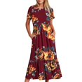 thumbnail image 2 of Fankiway Robe Longue à Fleurs Imprimée à Manches Courtes et Col Rond pour Femmes Courbes Robes de Printemps pour Femmes 2775, 2 of 5