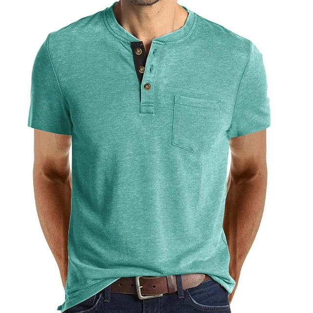Shirts for Men, Men Short-Sleeve Beefy Muscle Basic Solid Color Tee Top Short Sleeve Round-Neck Blouses Shirts