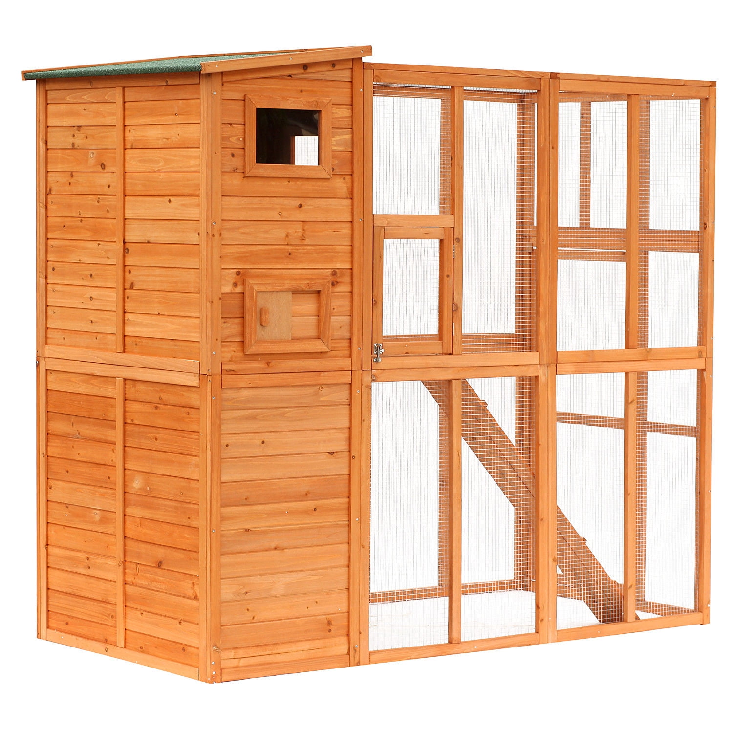PawHut 77 X 38 X 69 Large Wooden Outdoor Cat Enclosure Catio Cage PawHut 77 X 38 X 69 Large Wooden Outdoor Cat Enclosure Catio Cage