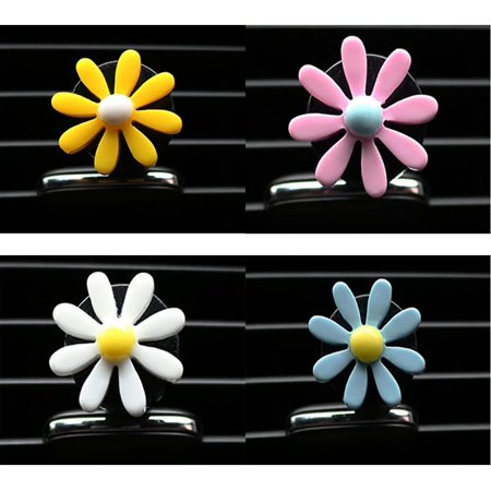 4Pcs Colorful Daisies Cute Car Interior Decoration Daisy Flowers Car Air Vent Clip Charm Accessories