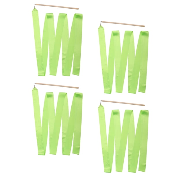 CIMAXIC Streamer For Gymnastics Light Green Silk 4Set For Dance Classes