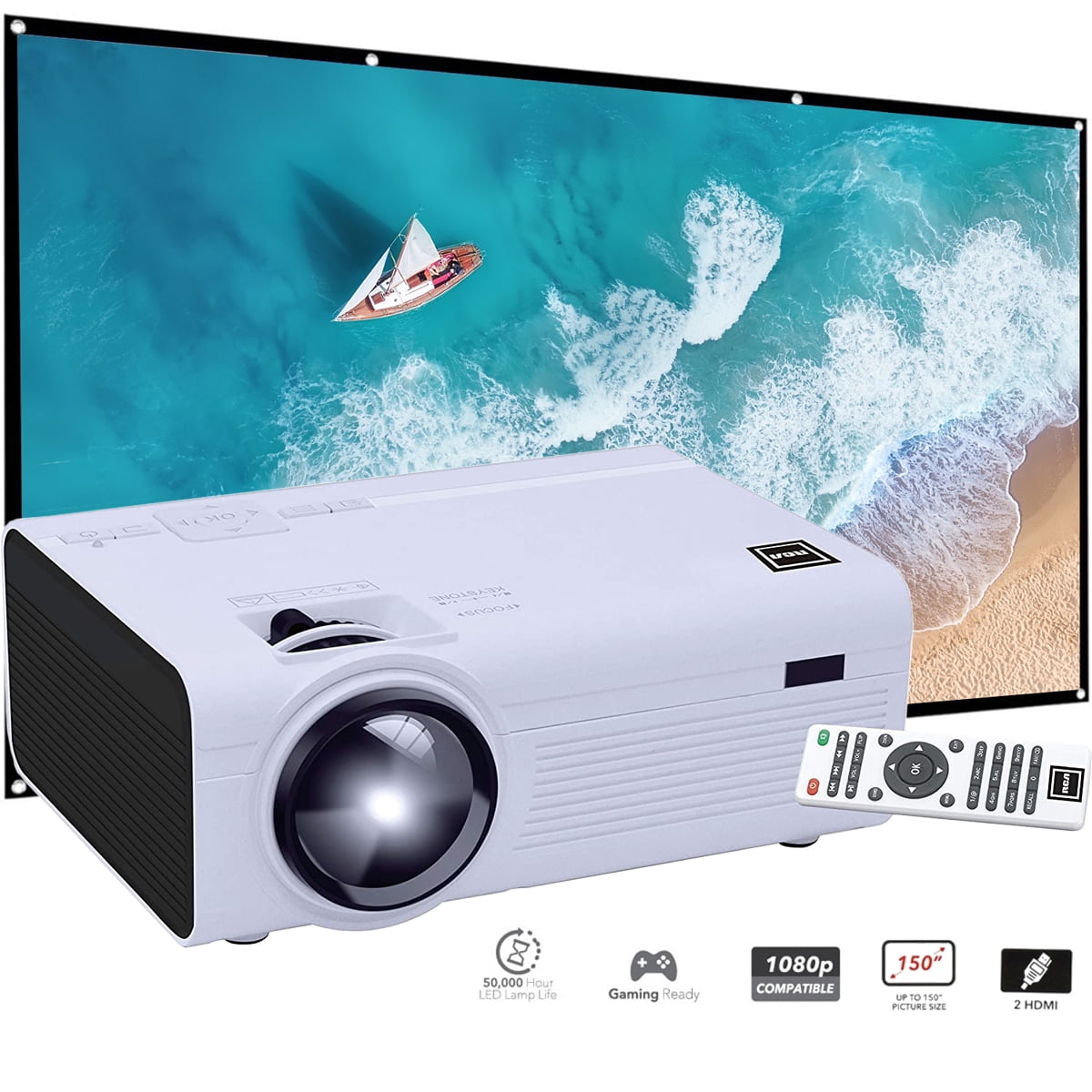 RCA RPJ136 LCD Home Theater Projector with LED Projection Lamp 1080p HD