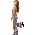 thumbnail image 5 of Zpanxa Ensemble 2 Pcs pour Filles, Haut à Rayures Sans Manches à Col Rond avec Boutons et Pantalon Évasé, Tenue de Détente Décontractée 0-1 An, 5 of 5