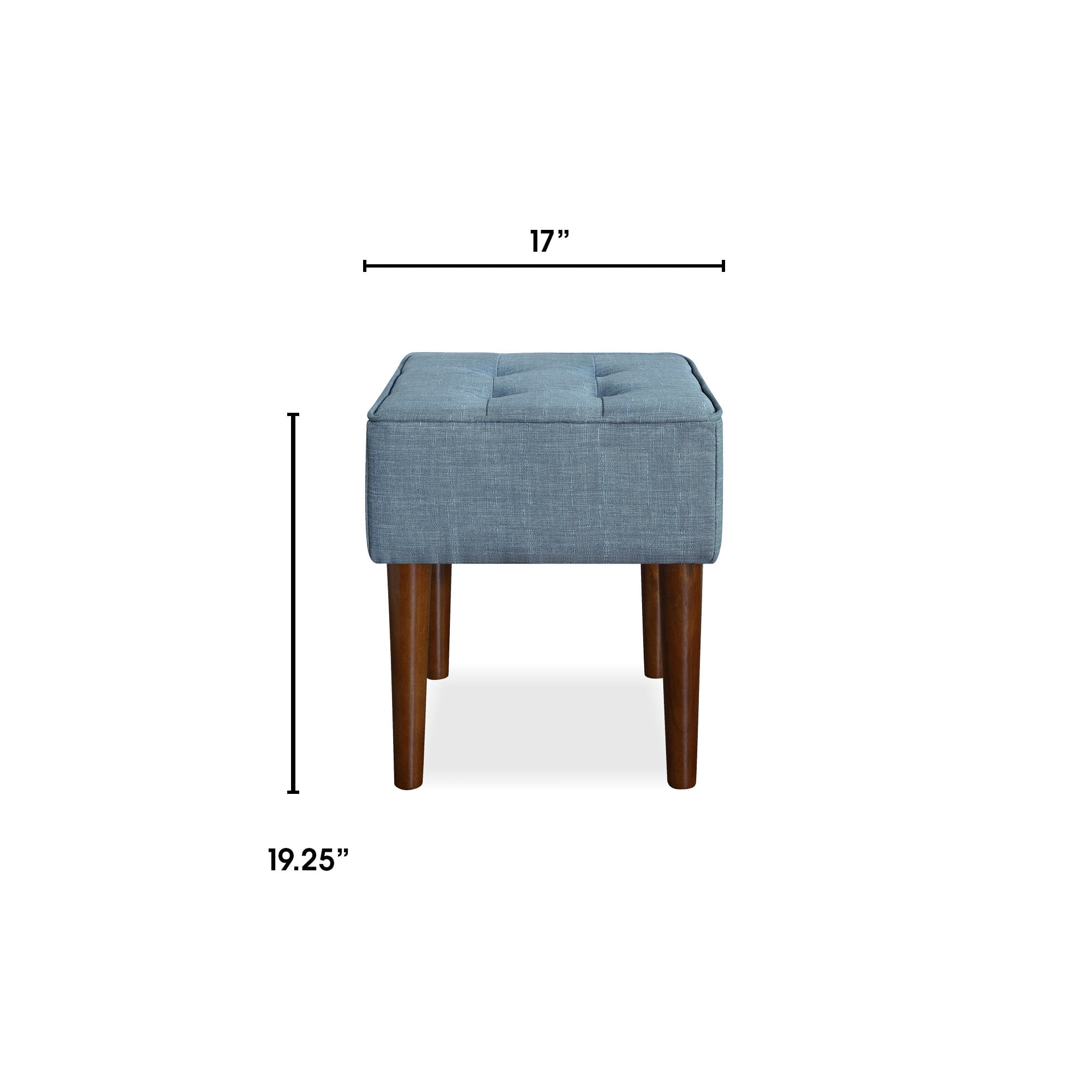 Elle Decor Aria Tufted Upholstered Ottoman Foot Rest Stool, French Blue