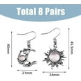 thumbnail image 2 of 8 Pairs 8 Colors Sun and Moon Earrings 8 Colors Boho Retro Opal Sun and Moon Dangle Earrings Vintage Glass Asymmetry Celestial Earrings with Iron Pins Christmas Jewelry for Women, 2 of 7