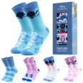 thumbnail image 1 of Calcetines de becerro Disney para mujer, paquete novedoso de 5, regalo suave, rosa y azul, 1 of 7