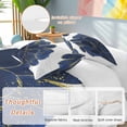 thumbnail image 2 of 3 Piece Navy Blue Gold Duvet Cover Set Queen Size,Microfiber Comforter/Quilt Cover with Corner Ties and 2 Pillowcases,Abstract Line Art Troditional Ink Painting All Season Bedding with Zipper Closure, 2 of 8