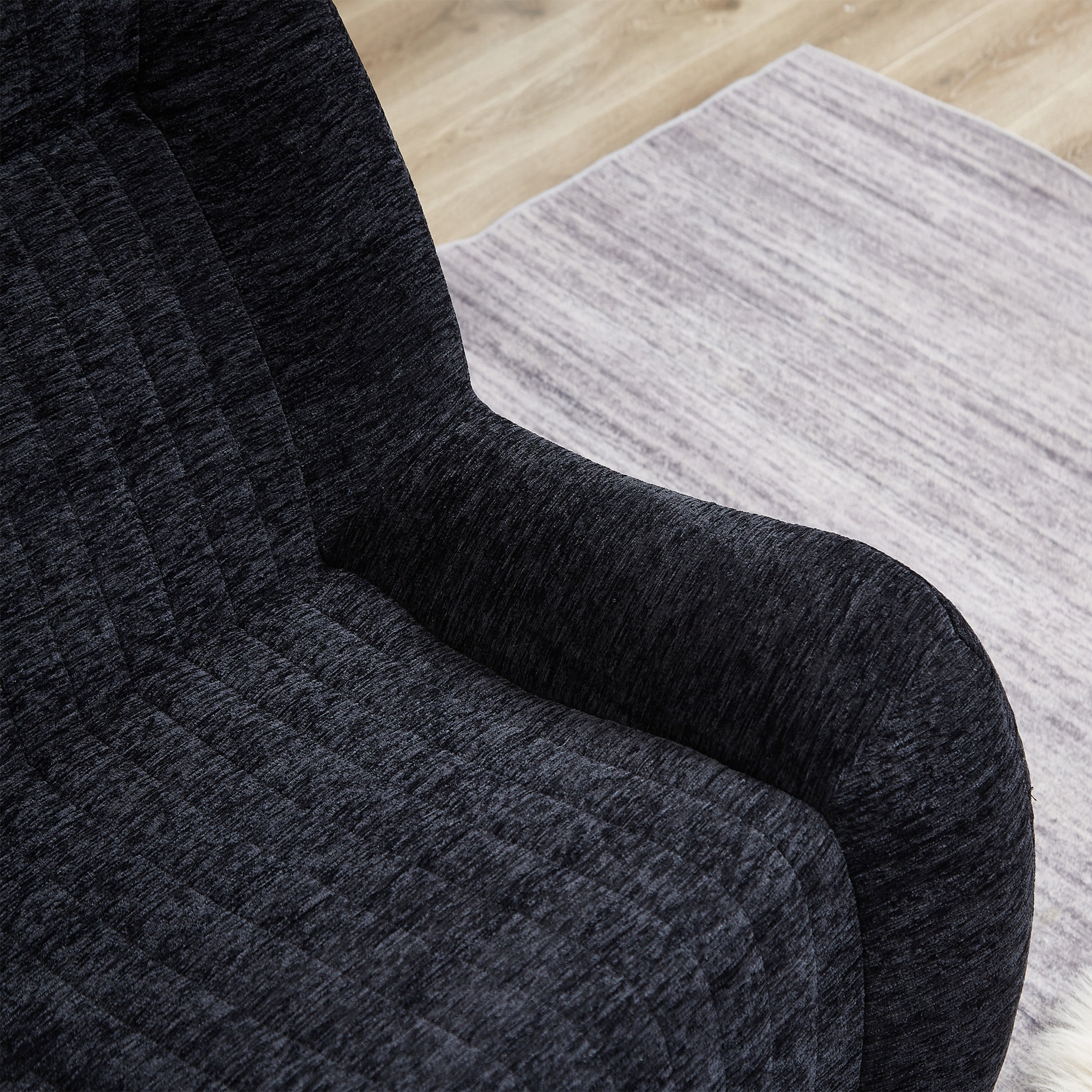 Noble House Oversized Bean Bag Chair with Armrests, Comfy Lazy Floor Accent Sofa for Living Room & Bedroom, Black