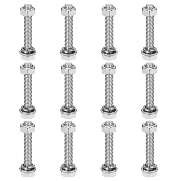 M6 x 35mm 304 Stainless Steel Hex Head Screws Bolts, Nuts, Flat & Lock Washers Assortment Kit, 12 Sets