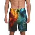 thumbnail image 2 of Picia Red And Blue Fire Peacock Pajama Shorts for Men, Men's Pajama Bottoms, Sleepwear,Short Pajama Pants-3X-Large, 2 of 9