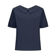 thumbnail image 2 of Womens Shirts Summer Loose Button Shirt Top Stand Solid Color Sleeve Collar Casual Shirt Shirt Womens Tops, 2 of 6