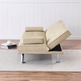 thumbnail image 4 of Aukfa Leather Futon Convertible Sofa Bed for Home Office, 2 Cup Holders Twin Size, Beige, 4 of 11