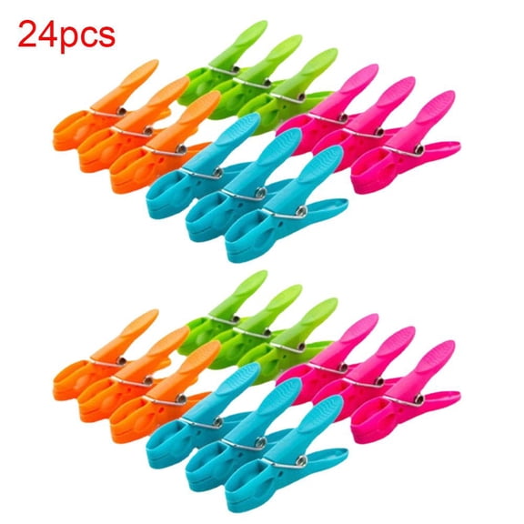 24Pcs Plastic Laundry Clothes Pins Colors Hanging Drying Clips 2025 Long